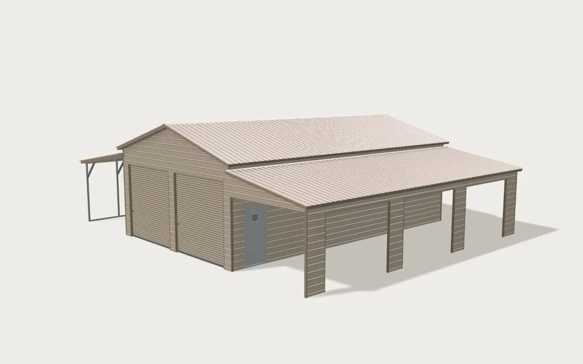 Metal building preview while the 3D loads.